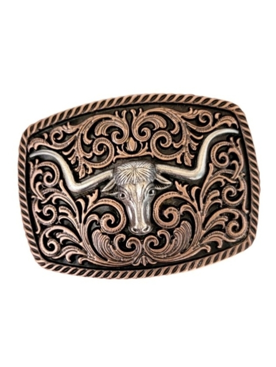 None Other - Tri-Color Texas Longhorn Western Belt Buckle - New!‎